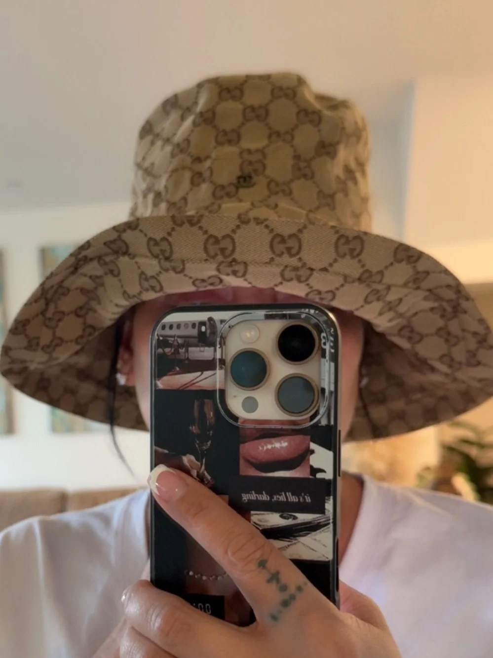 Gucci Brown GG Monogram Wide-Brim Bucket Hat - Picture 5 of 17